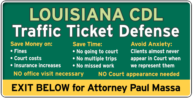 Lafayette CDL Traffic or Speeding Ticket Lawyer Paul Massa - sign graphic